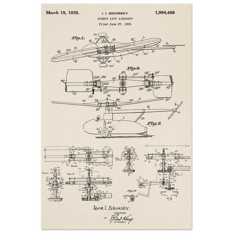 Direct Lift Aircraft patent by Sikorsky. Helicopter ancestor
