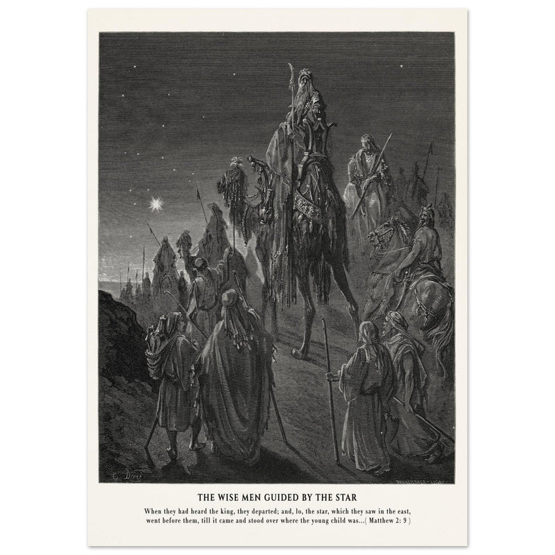 Gustave Dore The Bible engraving print . The Wise men guided by the star illustration.