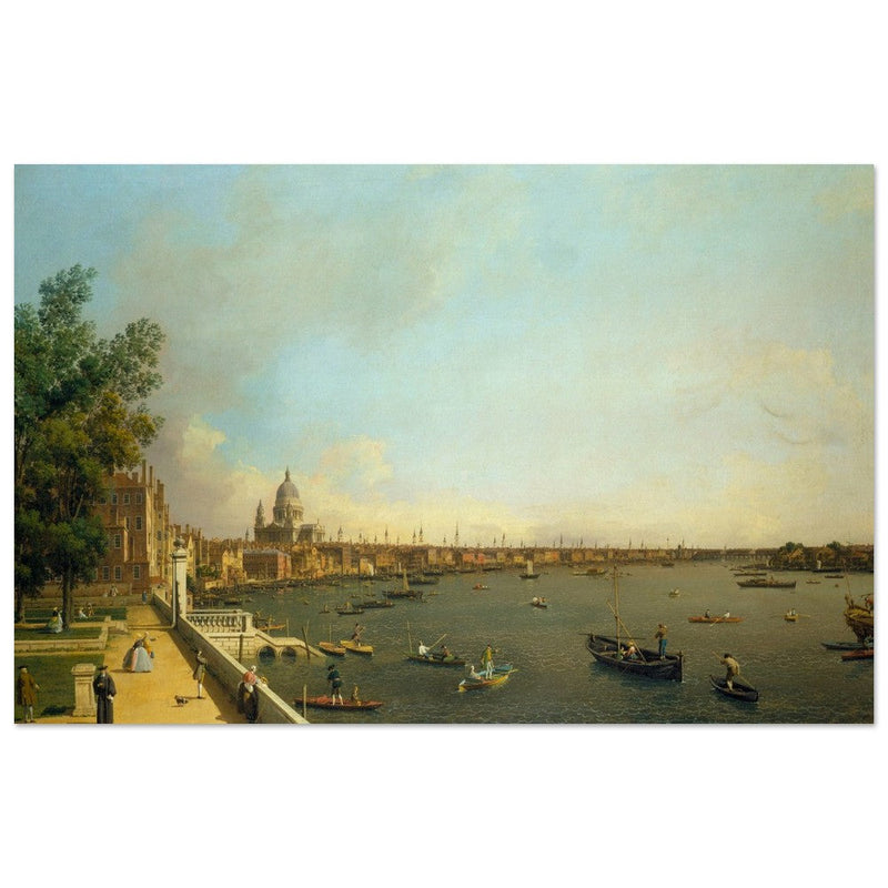 London antique painting by Canaletto 1750 The Thames from Somerset House Terrace towards the City.