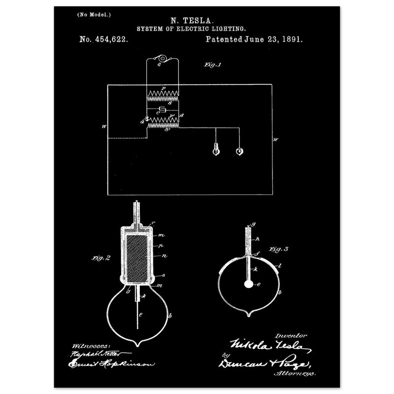 Electric Lighting patent  by Nikola Tesla.