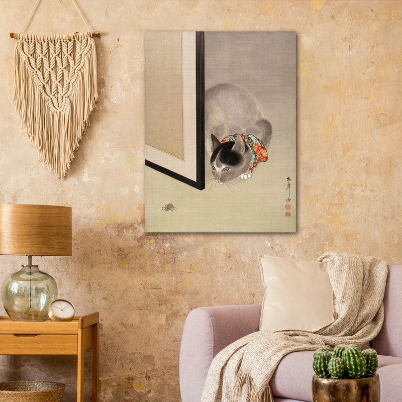 Cat Watching a Spider poster reproduction Author: Oide Toko
