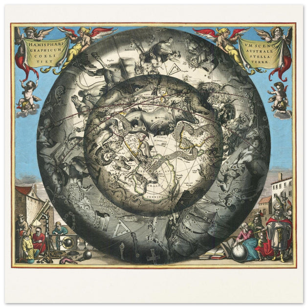 Cosmic chart with constellations part of Harmonia Macrocosmica 1666.