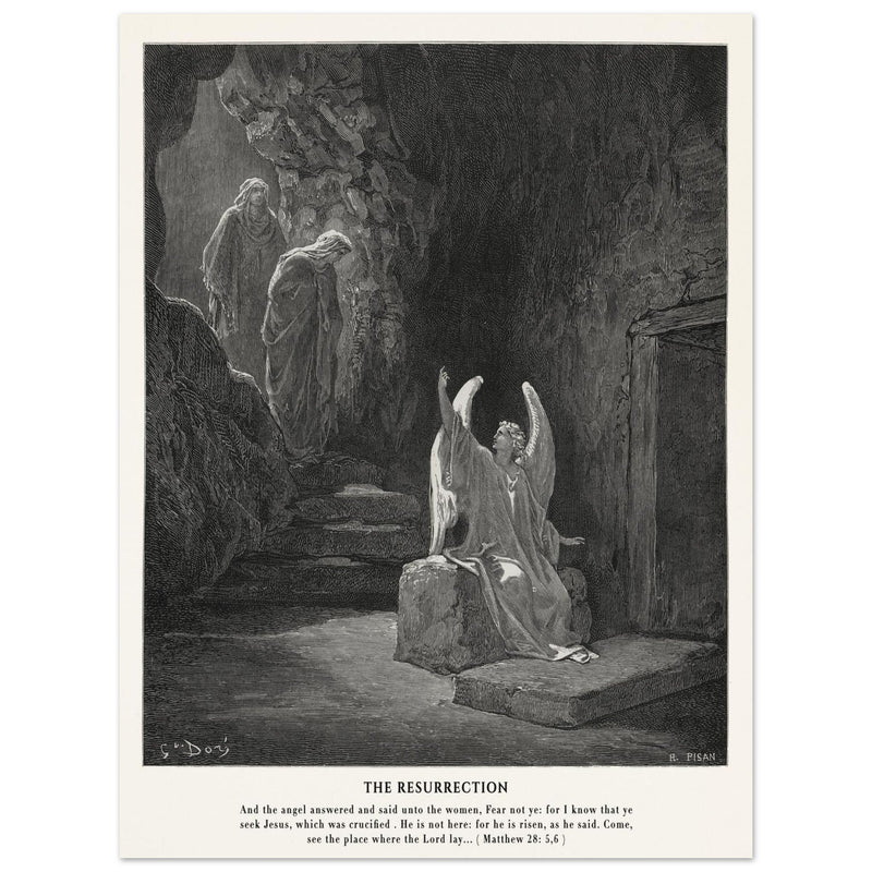 Gustave Dore The Bible engraving print . The Resurrection illustration .