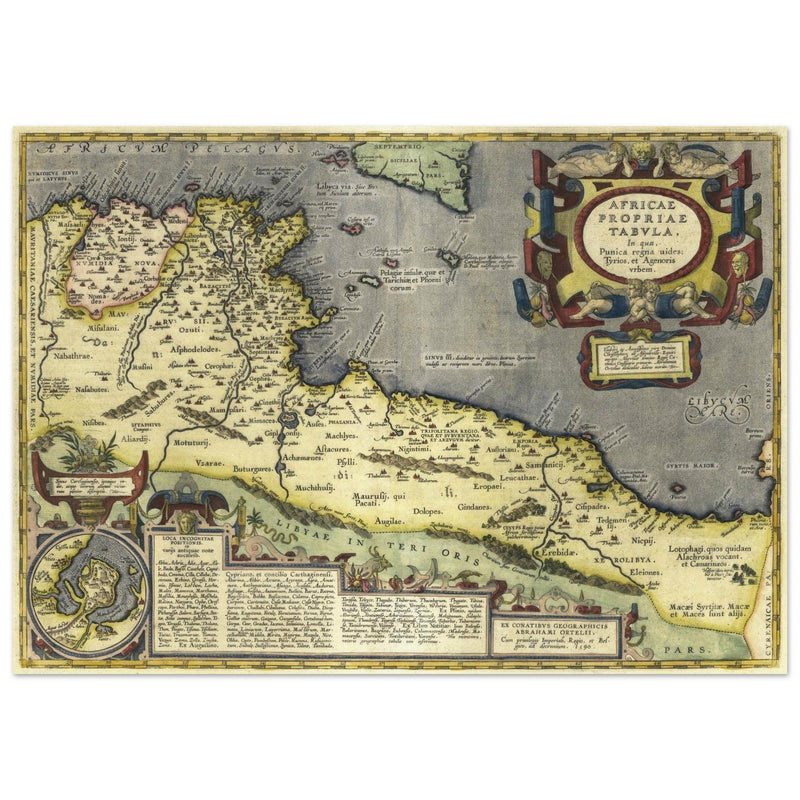 Ancient map of North Africa. Africae Propriae Tabula by Abraham Ortelius