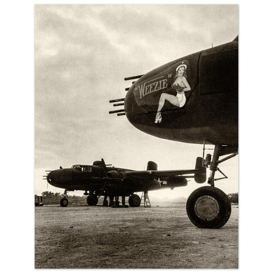 World War 2 poster.  B 25 airplanes in the Pacific front .