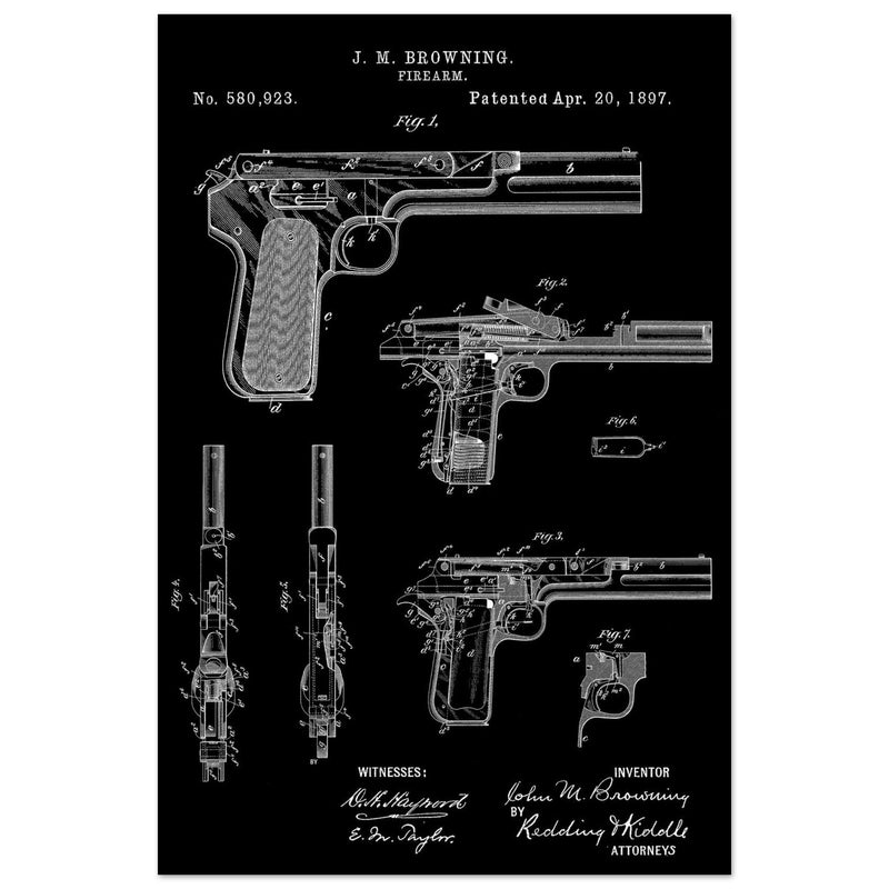 Firearm patent by John Moses Browning 1897 .