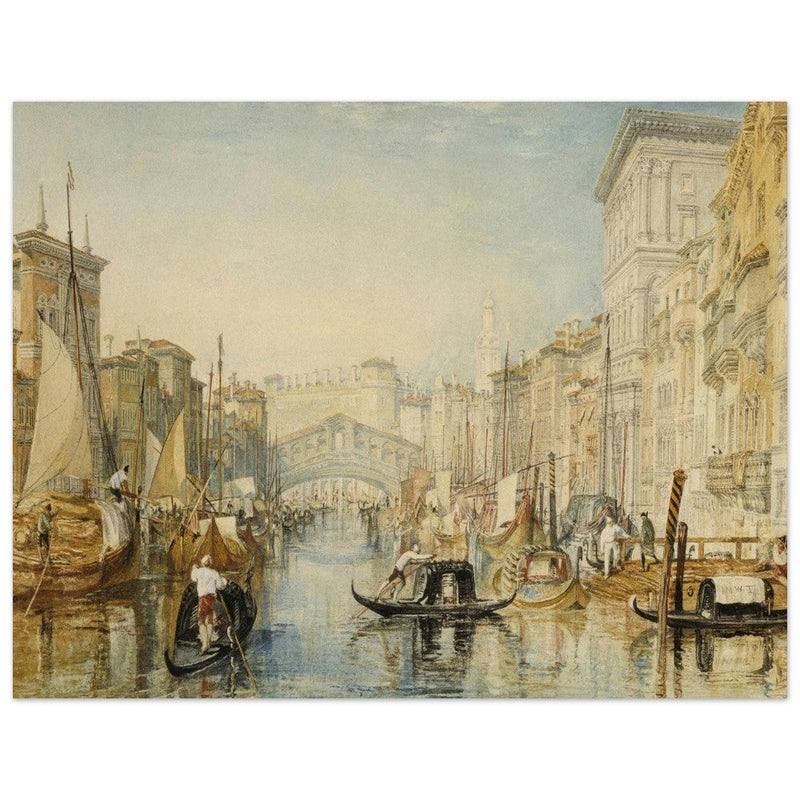 Venice the Rialto bridge in Italy. Antique painting by  Joseph Mallord William Turner.