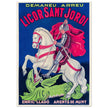 Saint George killing the dragon vintage liquor poster Enric Llado .