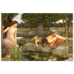 Echo and Narcissus by John William Waterhouse 1903.  from antique painting. Roman mythology.