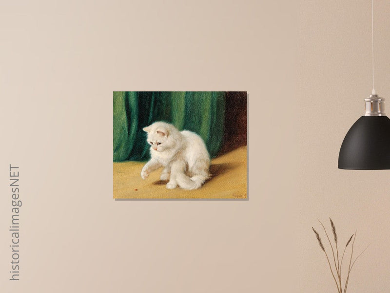 Cat with Ladybird old painting by Arthur Heyer.