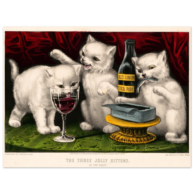 The three jolly kittens  at the feast Author Currier & Ives 1871