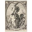 Bacchus in Half-Length by Hendrick Goltzius 1596. Roman God of wine vintage engraving .