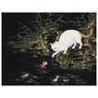Cats amd fishes in pond. Oriental old painting by Shen Zhenlin.