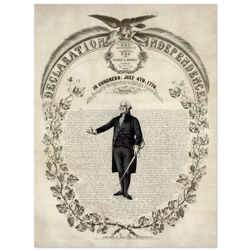 Declaration of Independence of America. George washington manuscript illustration.