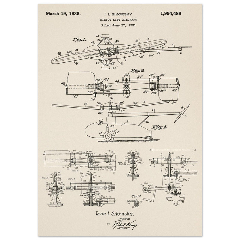 Direct Lift Aircraft patent by Sikorsky. Helicopter ancestor