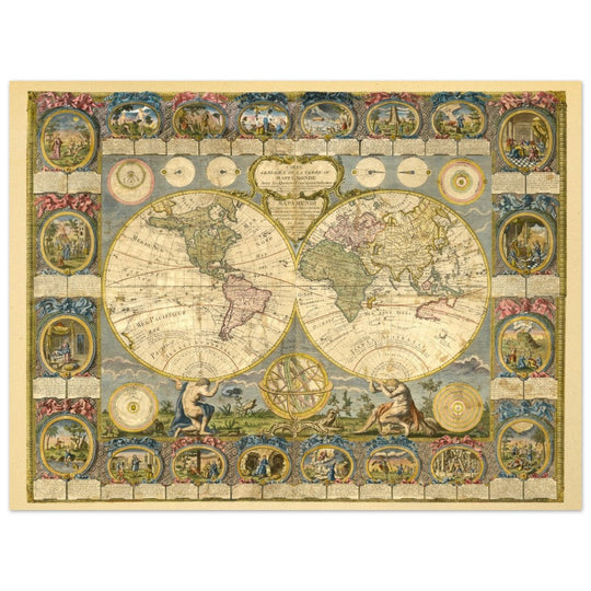 Ancient world map of 1776 by Abbe Clouet Double hemisphere world map.