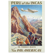 Peru of the Incas vintage travel poster . Pan American Airways travel print