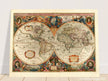 1638 Double hemisphere old world map by Hendrik Hondius.