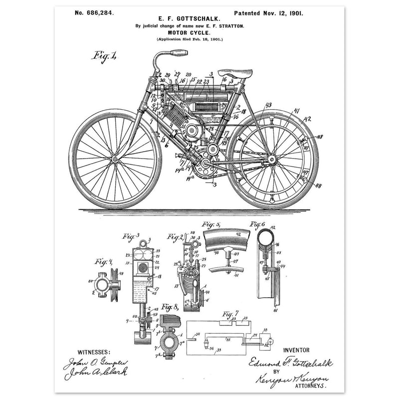 Motorcycle old patent 686284 by Gottschalk