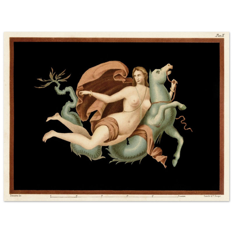 A Nereid sea nymph riding on a sea monster  hippocampus by Victor Steeger
