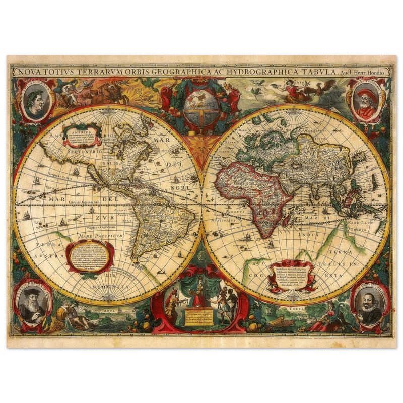 Nova Totius Terrarum Orbis Geographica ac Hydrographica Tabula by Henricus Hondius