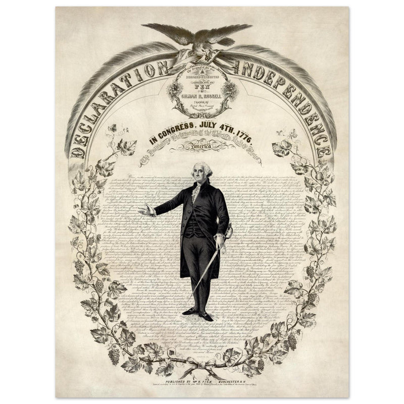 Declaration of Independence of America. George washington manuscript illustration.