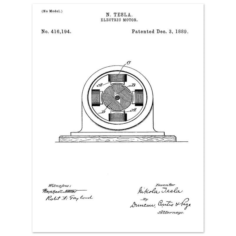 Electric Motor  patent 416194 by Nikola Tesla.