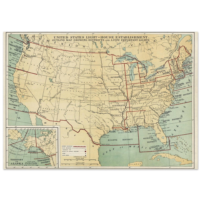 Map of the lighthouses in the United States of America by Andrew B. Graham