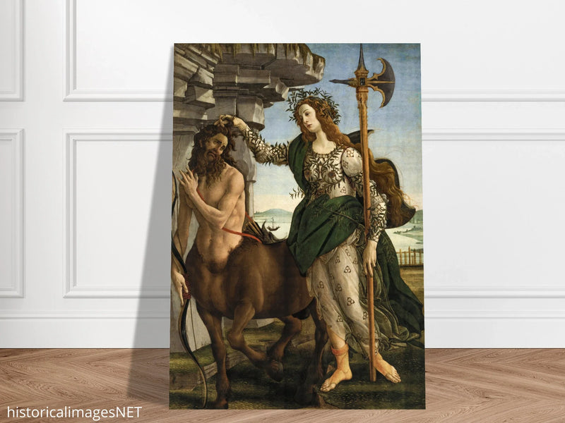 Pallas and the Centaur by Sandro Botticelli. Antique painting art print. Greek mythology.