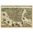 Istanbul ancient map. Byzantium Nunc Constantinopolis by Georg Braun