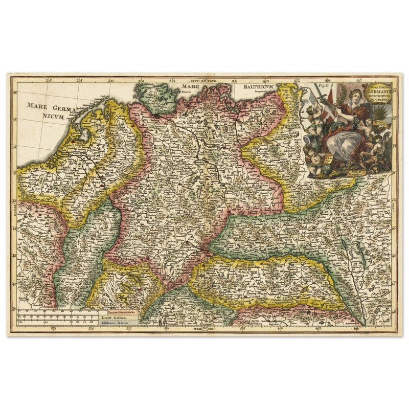 Nova Totius Germaniae Descriptio Geographica  ancient map of Germany by Heinrich Scherer