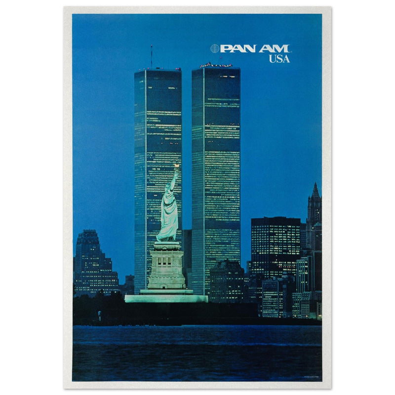 Pan American World Airways (Pan Am) vintage travel poster from the 1970s, promoting the USA.