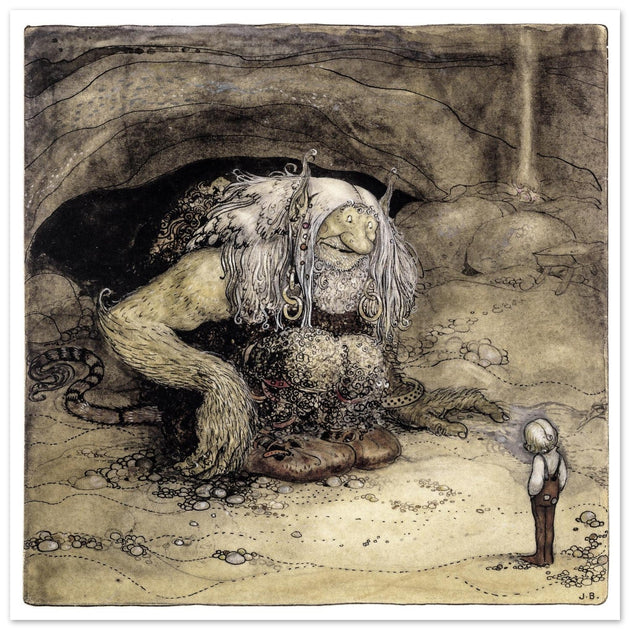 Troll with child illustration by John Bauer.  print