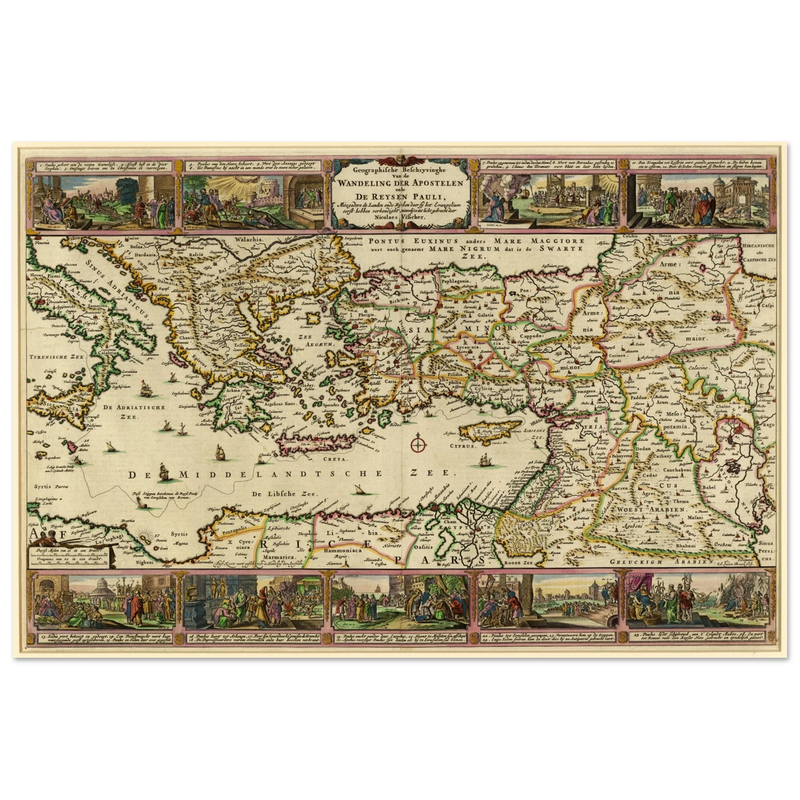 Ancient map Geographic Description of the Travels of the Apostles and the Journeys of Paul by Nicolaes Visscher