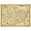 United States of America vintage map by Ernest Dudley Chase celebrating landmarks and national symbols of identity.