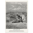 Gustave Dore The Bible engraving print . Samson slaying a lion illustration .