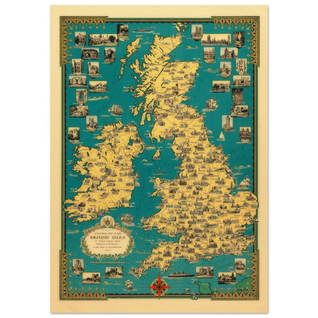 Old map of the British islands by Ernest Dudley Chase