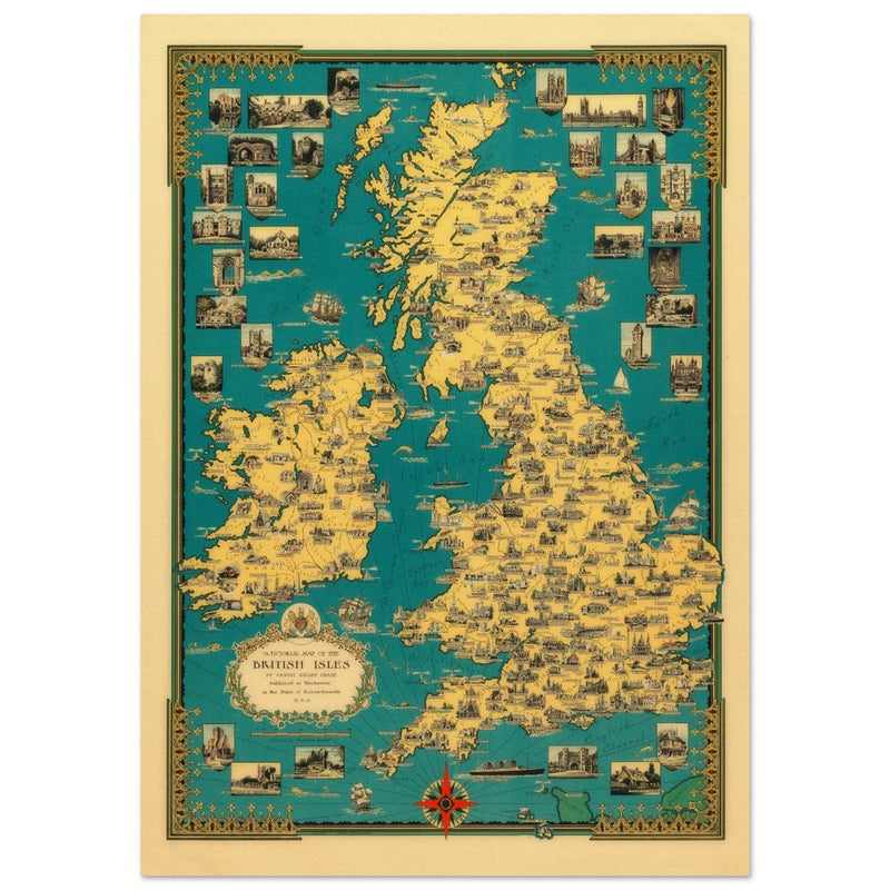 Old map of the British islands by Ernest Dudley Chase