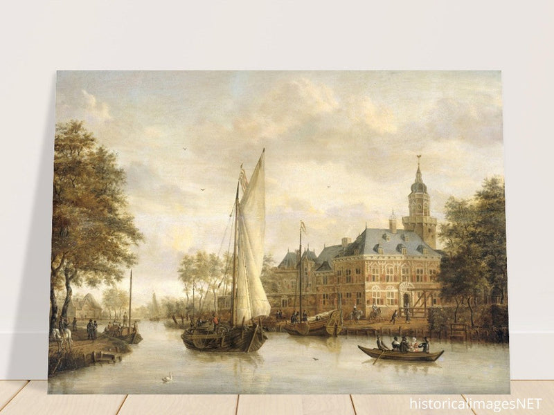 Jacobus Storck Nijenrode Castle on the Vecht near Breukelen. Antique old marine painting.  artwork