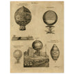 Early balloon ascensions in France. XVIII Century illustration drawing.