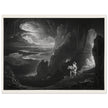 John Martin Paradise Lost vintage mezzoting engraving . Adam and Eve Driven Out of Paradise.