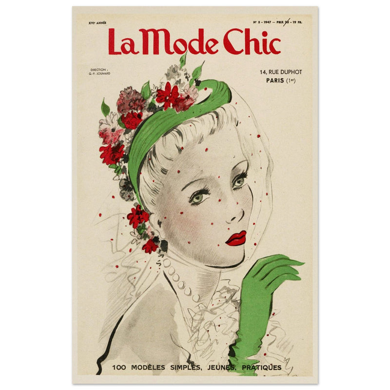 La Mode Chic old vintage fashion magazine cover from the 40s. 1947.