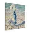 On the Beach Girl in Blue antique painting reproduction by Frederick Carl Frieseke
