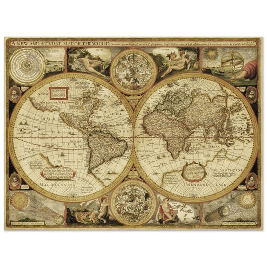 Ancient old world map of the XVII century by John Speed.