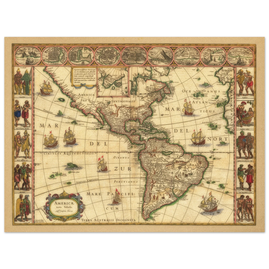 Old map of America. Americae Nova Tabula by Willem Blaeu
