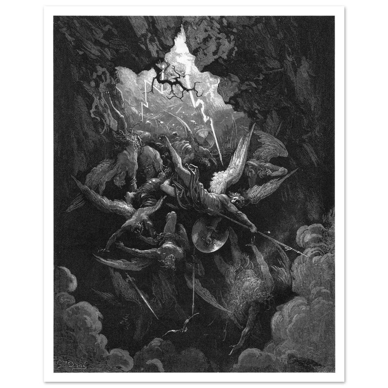 Gustave Dore Paradise Lost engraving . Satan and his fallen angels