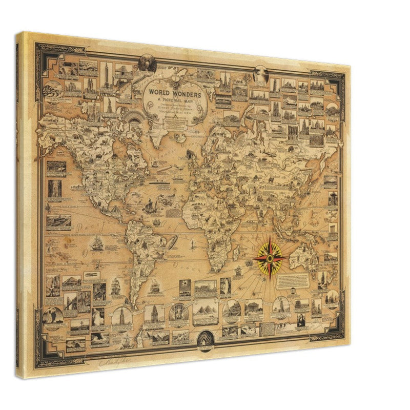 Pictorial old map of the world by Ernest Dudley