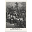 Gustave Dore The Bible engraving print . Nailing Christ to the cross illustration .
