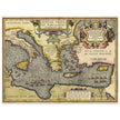 Ancient map of Europe and Asia tracing the sea route to Troy across the Mediterranean sea by Abraham Ortelius