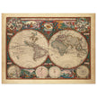 1660 Ancient old world map. Double hemisphere antique map reproduction.